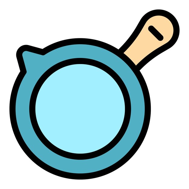El icono de la sartén de los alimentos El contorno de las sartenes de los productos alimenticios El icono vectorial del color plano aislado