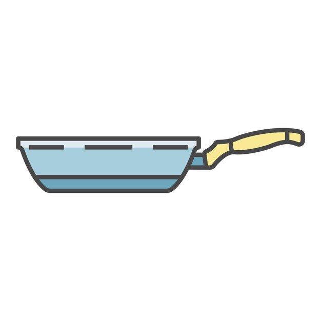 Icono de la sartén Contorno del icono del sartén vectorial de color plano aislado en blanco