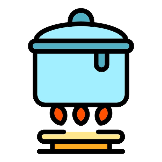 Icono de la sartén Contorno del icono vectorial de lasartén Color plano aislado