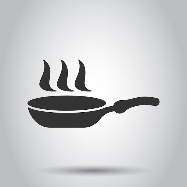 Icono de sartén en estilo plano Ilustración de sarté en fondo blanco Concepto de negocio de equipos de cocina de sartenes