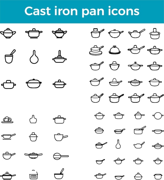 icono de sartén de hierro fundido vector herramienta de cocina sartén sartén diseño de utensilios de cocina