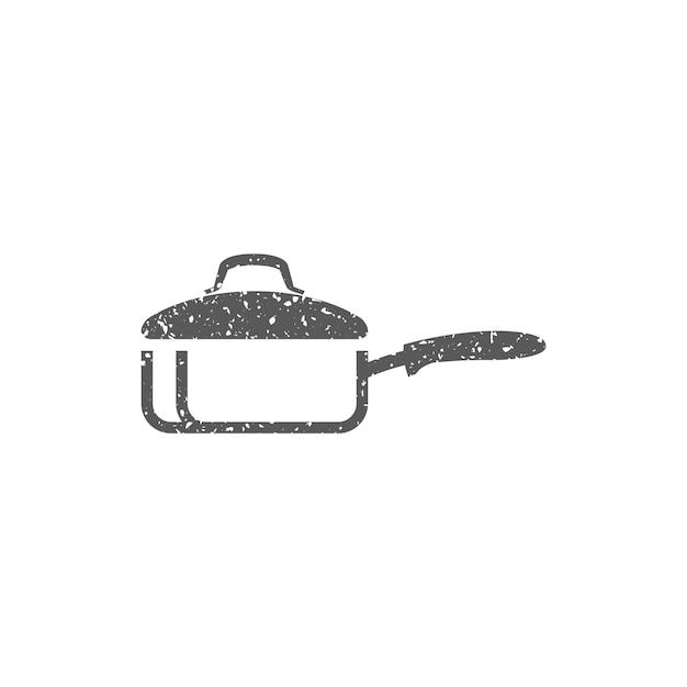 Icono de sartén en la ilustración de vector de textura grunge