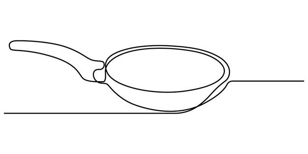 Icono de sartén de línea continua Icono de Sartén de cocina individual Icono de cocina editable