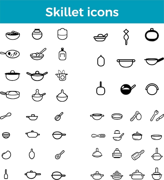icono de sartén vector herramienta de cocina sartén diseño de utensilios de cocina