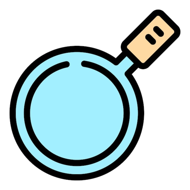 El icono de la sartén de la vista superior El contorno de la sártena de la vista inferior El icono vectorial del icono del color plano aislado