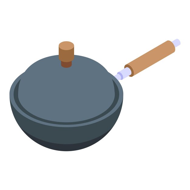 Icono de sartén wok Isométrico de icono de vector de sartén wok para diseño web aislado sobre fondo blanco