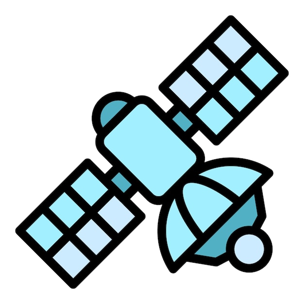 Icono de satélite de la antena Contorno del icono vectorial de la anten a satélite de color plano aislado