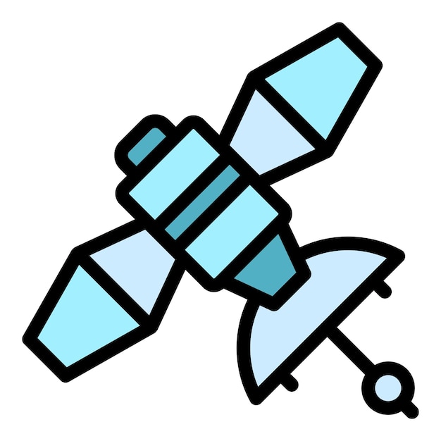 Icono de satélite artificial de planeta Contorno de planeta satélite artificial de vector Icono de color plano aislado