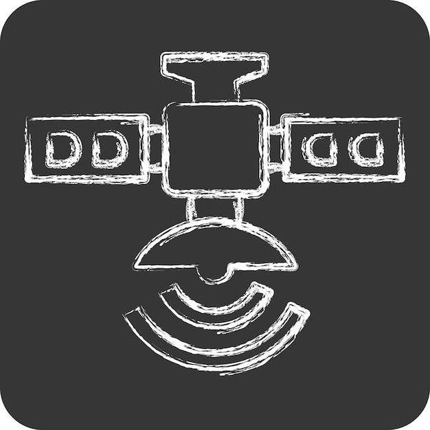 Icono satélite artificial relacionado con el símbolo de satélite tiza estilo diseño simple editable ilustración simple