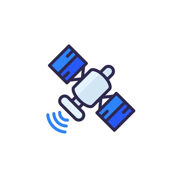 icono de satélite en blanco con contorno