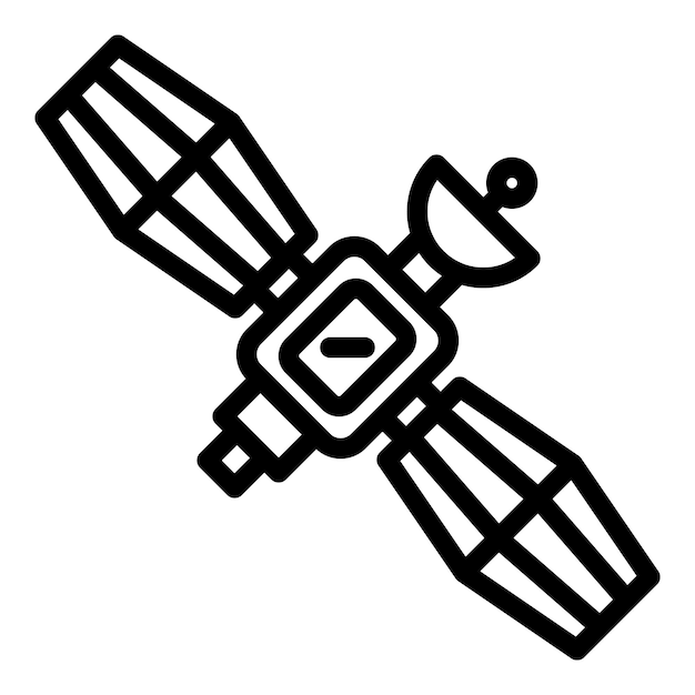 Icono de satélite de comunicación Icono de vector de satélite de comunicación de esquema para diseño web aislado sobre fondo blanco