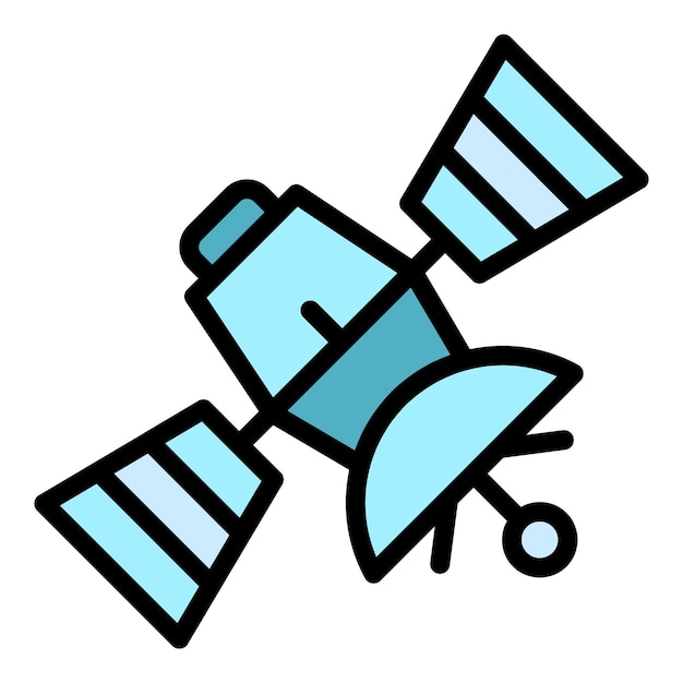 Icono de satélite Elemento de contorno Elemento de vector de satélite Icono de color plano aislado