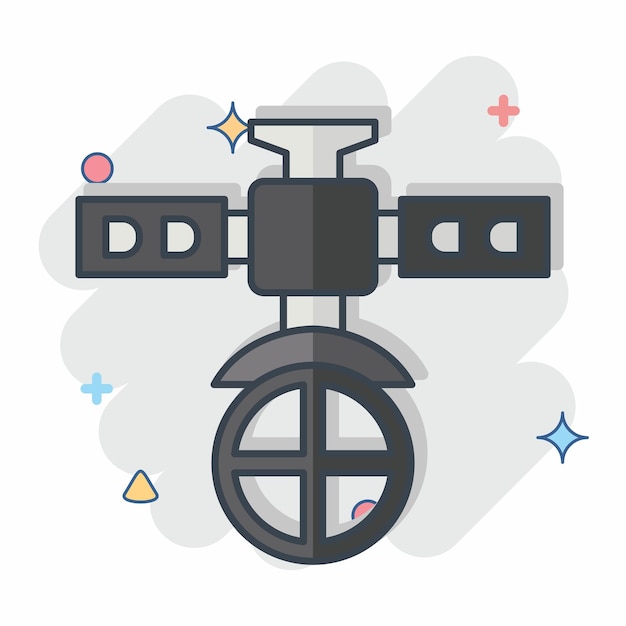 Icono Satélite militar relacionado con Símbolo de satélite estilo cómic diseño simple editable