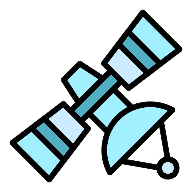 Icono de satélite de transmisión Icono vectorial del satélite de transmisión de contorno Color plano aislado