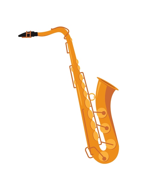 Icono de saxofón dorado aislado Instrumento musical de jazz clásico de viento