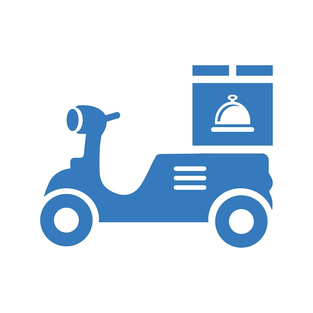 El icono del scooter de entrega de alimentos es de color azul