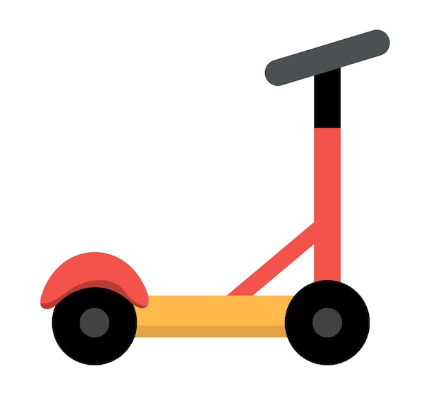 Ícono de scooter vectorial Ilustración de transporte de niños planos aislados en fondo blanco Letrero de equipo deportivo activo Imagen de pasatiempo activo simple Concepto de transporte ecológico alternativoxA