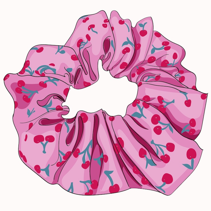 Vector icono de scrunchie en estilo de dibujos animados. perfecto para peluquería, tienda de niños, tienda de belleza y moda.