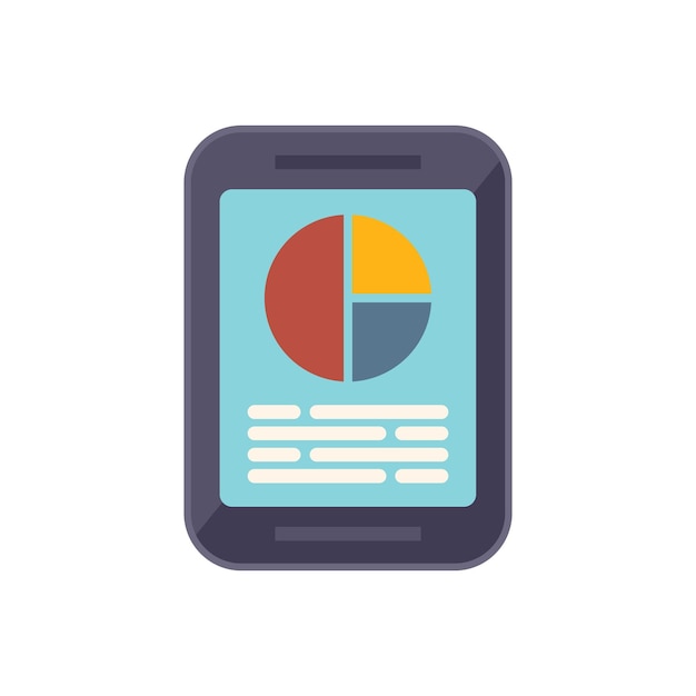 Icono de segmento de mercado de tabletas vector plano Gráfico de clientes Cuota de negocio aislada