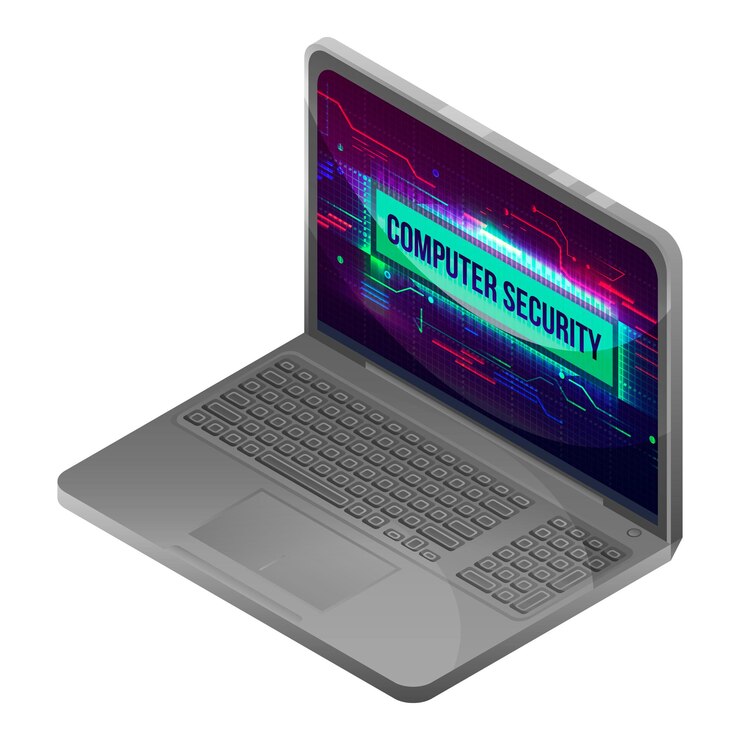 Vector icono de seguridad de computadora portátil isométrico de icono de vector de seguridad de computadora portátil para diseño web aislado sobre fondo blanco