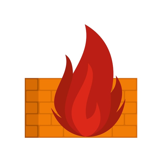 Icono de seguridad en llamas Ilustración plana del icono de vector de seguridad en llamas para web