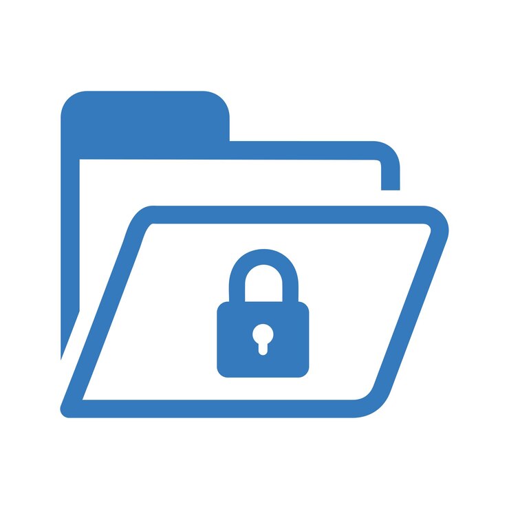 Vector icono de seguridad de protección de carpetas de archivos diseño vectorial azul