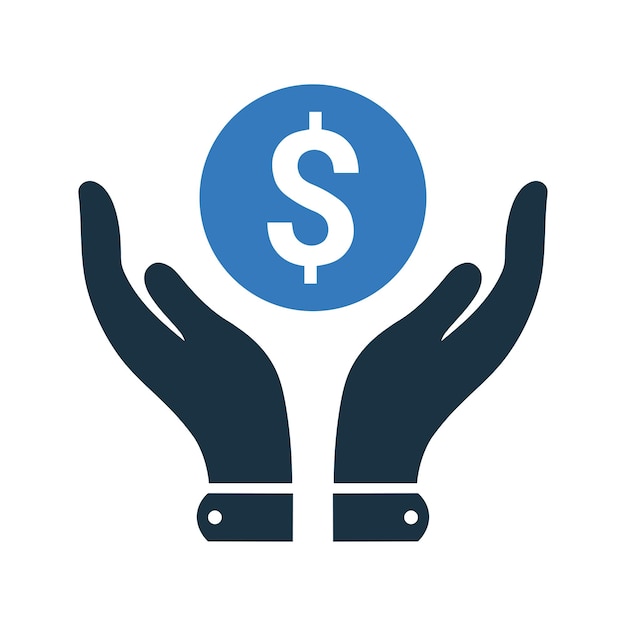 Icono de seguridad de protección de seguros de finanzas en dólares Diseño vectorial sencillo