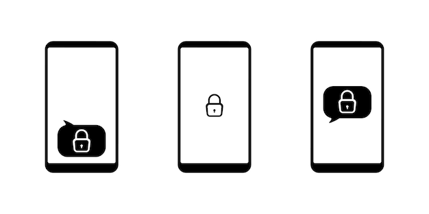 Icono de seguridad de teléfono móvil La ilustración vectorial de diseños negros de iconos de vector de seguridad de teléfono móvil se puede utilizar para la interfaz web de dispositivos móviles