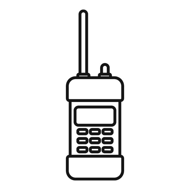 Icono de seguridad de walkie talkie Esquema del icono de vector de seguridad de walkie talkie para diseño web aislado sobre fondo blanco