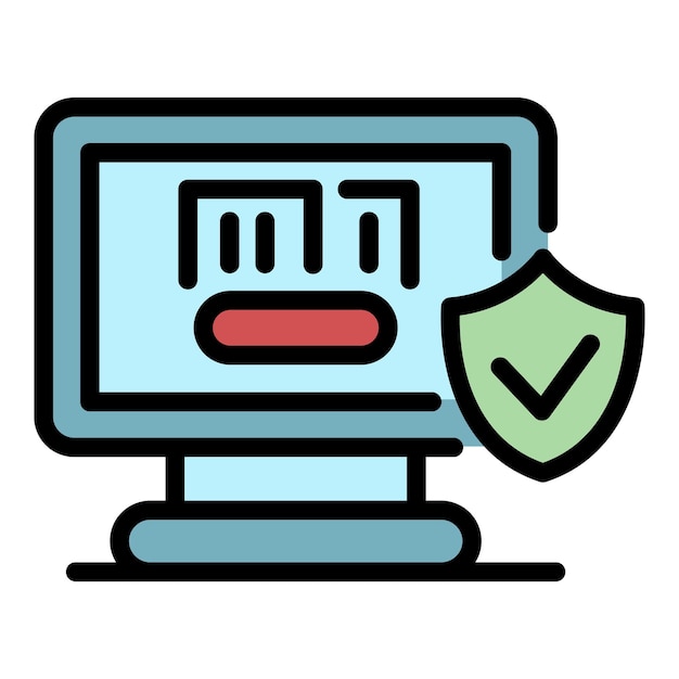 El icono de seguro de computadora es un icono vectorial de seguros de computadora de color plano aislado.