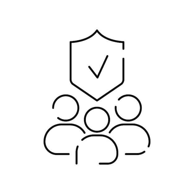 Icono de seguro familiar adecuado para sitios web de gráficos de información y medios impresos e interfaces Icono de vector de línea Guardar y proteger Escudo