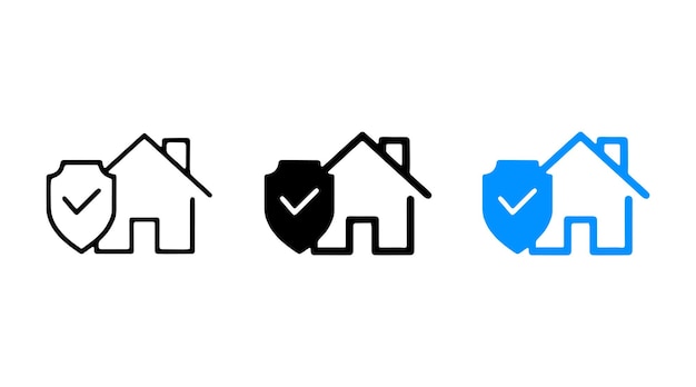 icono de seguro de hogar establecido para web y aplicación móvil signo y símbolo de protección de hogar PNG negro