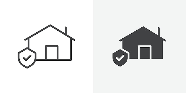 icono de seguro de hogar signo vectorial de contorno