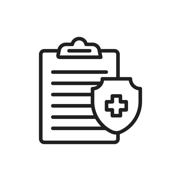 El icono del seguro médico es un contorno delgado simple.
