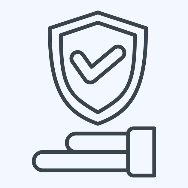 Icono de seguro relacionado con el estilo de línea de símbolo de seguridad ilustración de diseño simple