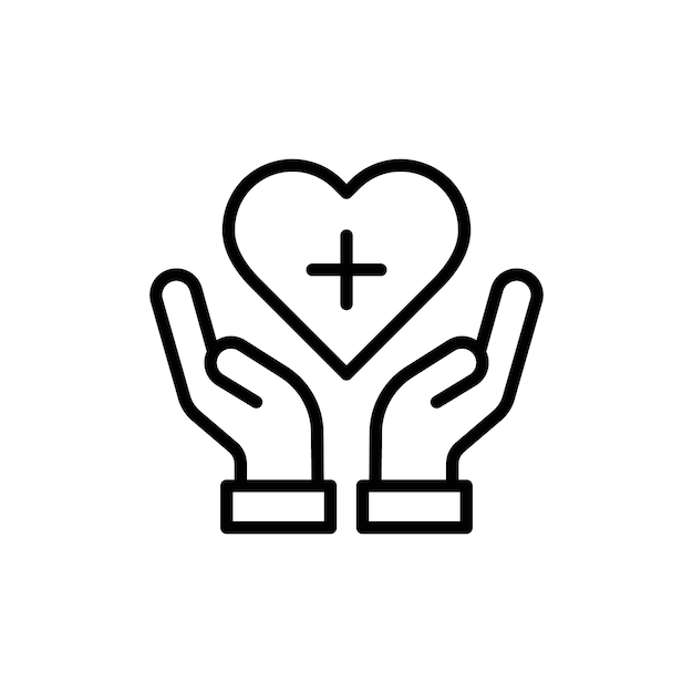 El icono del seguro de salud, el logotipo del signo, el contorno vectorial del conjunto