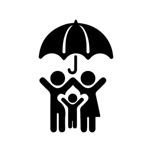 El icono del seguro de vida de protección es de color negro