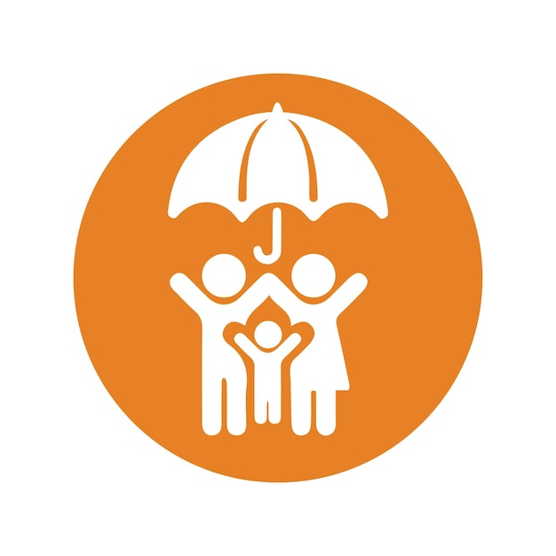 Icono de seguro de vida de protección vector naranja