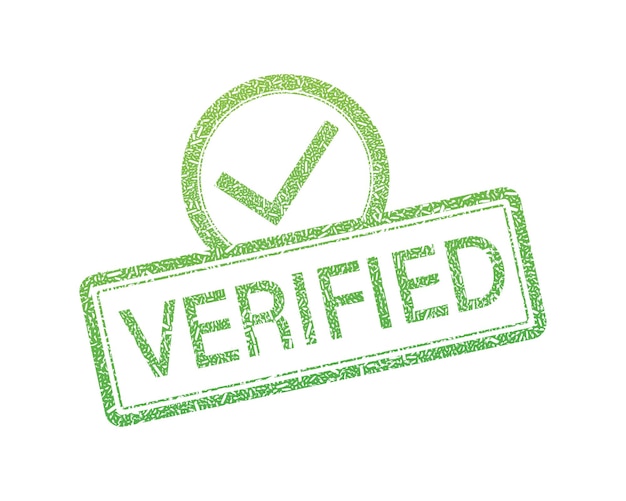 Icono con sello de verificación verde sobre fondo blanco Icono de vector de negocio Diseño vectorial