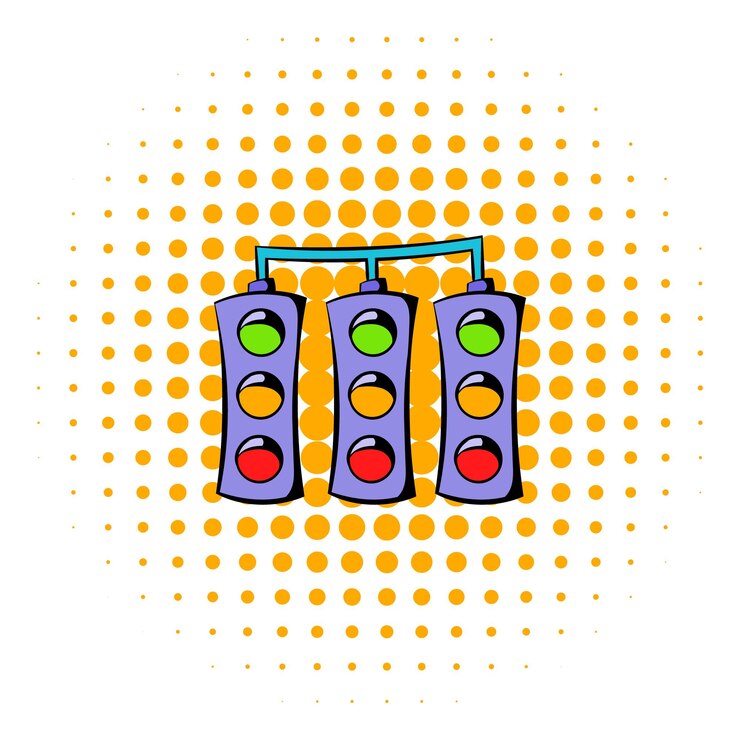 Vector icono de semáforo en estilo cómic aislado sobre fondo blanco