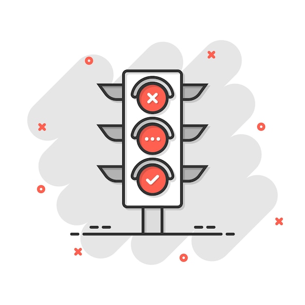 Icono de semáforo en estilo plano Ilustración de vector de semáforo sobre fondo blanco aislado Concepto de negocio de cruce de caminos