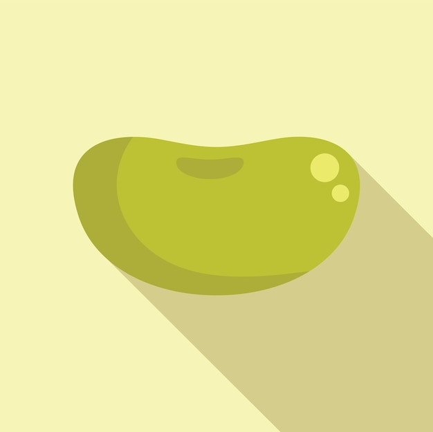 El icono de la semilla de frijol verde tiene un diseño plano y una sombra larga