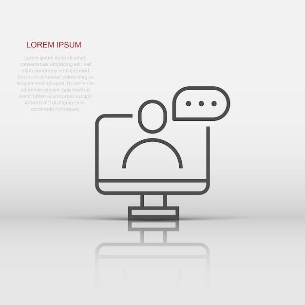 Icono de seminario web en vivo en estilo plano Ilustración de vector de capacitación en línea sobre fondo aislado Concepto de negocio de signo de flujo de conferencia