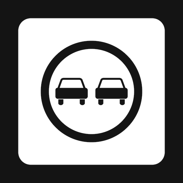 Ícono de señal de adelantamiento en estilo simple aislado sobre fondo blanco Reglas del símbolo de la carretera