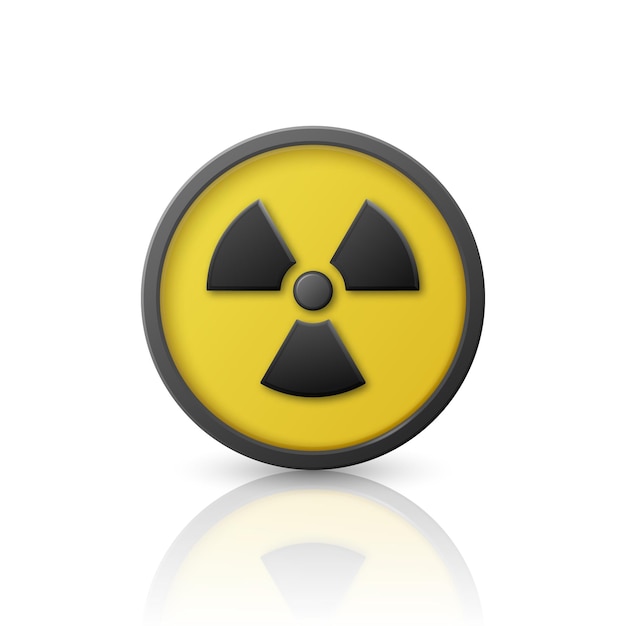 Vector icono de señal de advertencia de peligro de radiación de vector amarillo estación nuclear aislada símbolo de advertencia radiactiva círculo redondo diseño de señal peligrosa plantilla