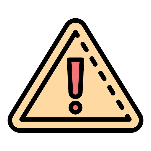 El icono de la señal de atención es un icono vectorial de señal de atención de contorno de color plano aislado