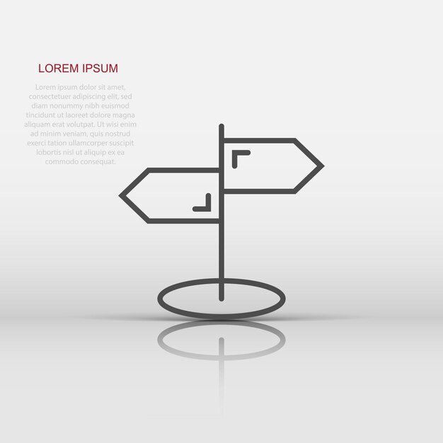 Icono de señal de cruce en estilo plano Ilustración de vector de dirección de carretera sobre fondo blanco aislado Concepto de negocio Roadsign