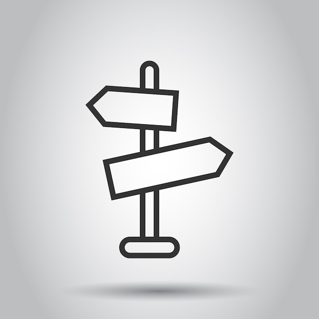 Icono de señal de cruce en estilo plano Ilustración de vector de dirección de carretera sobre fondo blanco aislado Concepto de negocio Roadsign