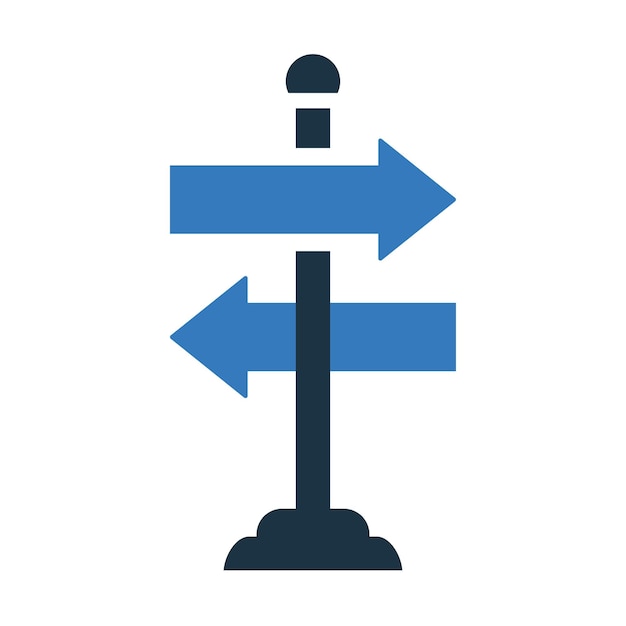 Ícono de señal de dirección de tráfico Ilustración vectorial editable simple
