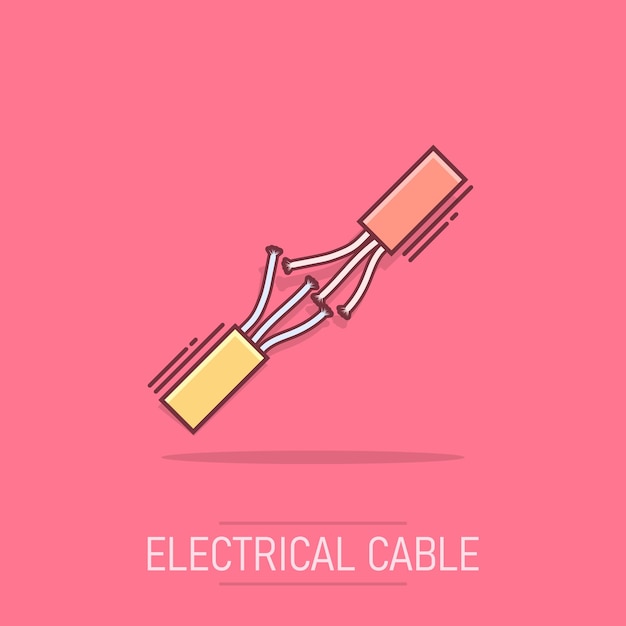 Icono de señal de enchufe eléctrico de dibujos animados vectoriales Ilustración de señal de enchufe eléctrico Pictograma concepto de efecto de salpicaduras de negocios de cable eléctrico